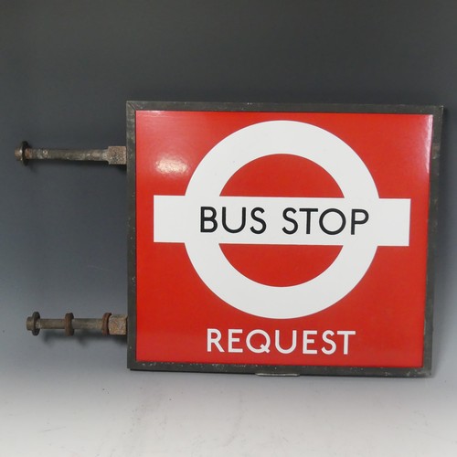 629 - Bus and Coach Memorabilia; A London Transport enamel Bus Stop (Request) Flag, circa 1940s/50s, doubl... 