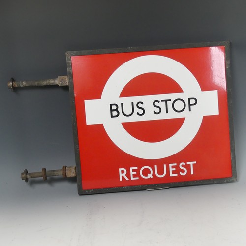 629 - Bus and Coach Memorabilia; A London Transport enamel Bus Stop (Request) Flag, circa 1940s/50s, doubl... 