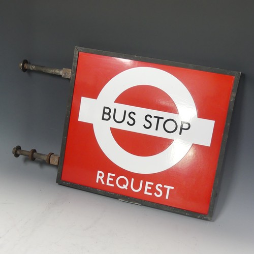 629 - Bus and Coach Memorabilia; A London Transport enamel Bus Stop (Request) Flag, circa 1940s/50s, doubl... 