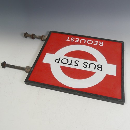 629 - Bus and Coach Memorabilia; A London Transport enamel Bus Stop (Request) Flag, circa 1940s/50s, doubl... 