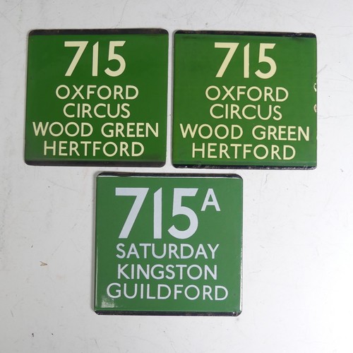 634 - Bus and Coaching Memorabilia; Three London Transport enamel Bus Stop E-Plates, two for Green Line ro... 