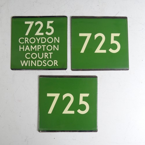 638 - Bus and Coaching Memorabilia; A London Transport enamel Bus Stop E-Plate, Green Line Route No. 725 w... 