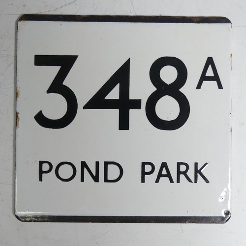 640 - Bus and Coaching Memorabilia; A London Transport enamel Bus Stop E-Plate, Route No. 348A with destin... 