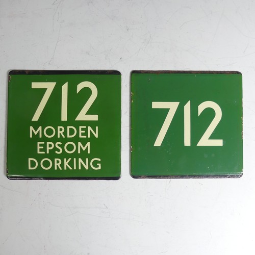 641 - Bus and Coaching Memorabilia; A London Transport enamel Bus Stop E-Plate, Green Line Route No. 712 w... 