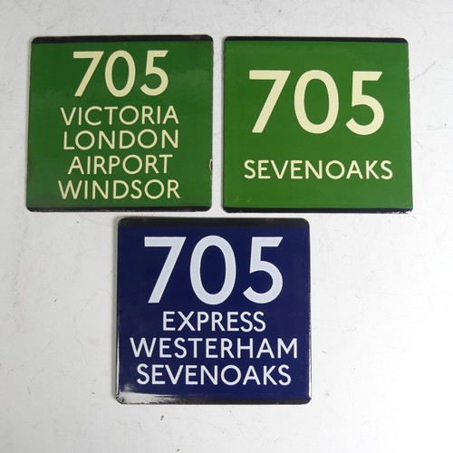 645 - Bus and Coaching Memorabilia; Three London Transport enamel Bus Stop E-Plates, for Green Line Route ... 