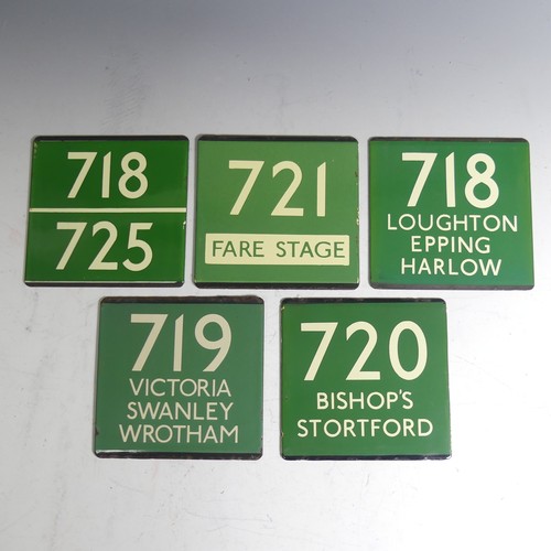 648 - Bus and Coaching Memorabilia; Five London Transport enamel Bus Stop E-Plates, Green Line Route No. 7... 