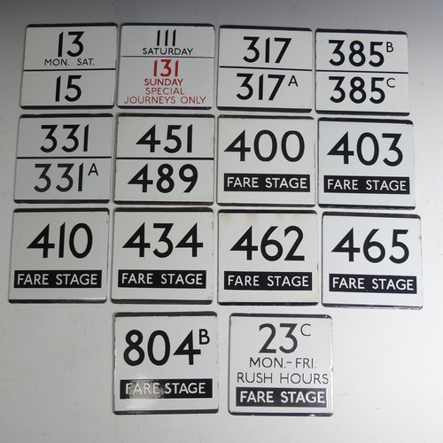 651 - Bus and Coaching Memorabilia; A group of six London Transport enamel Bus Stop 'Split' E-Plates, toge... 