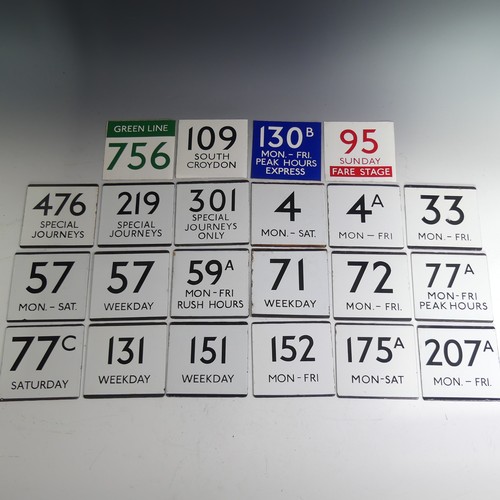 654 - Bus and Coaching Memorabilia; A group of London Transport enamel Bus Stop E-Plates, including 476 Sp... 