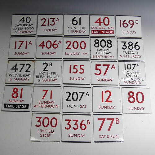 655 - Bus and Coaching Memorabilia; A collection of London Transport enamel Bus Stop E-Plates, Weekend Ser... 