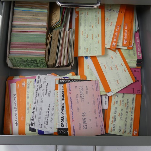 658 - Railwayana; Two filing cabinets containing Edmondson and APTIS Platform Tickets, Destination Tickets... 