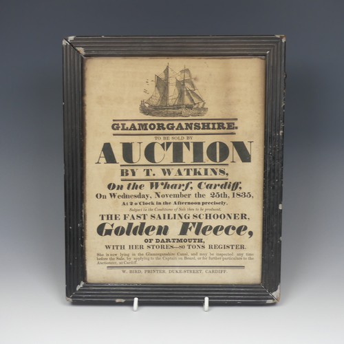 585 - A 19thC Auction Advertising Poster for 'The Golden Fleece', Auction to be held on Cardiff Wharf, con... 