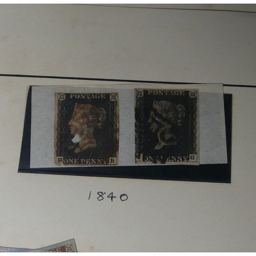 559 - Stamps: A collection of Great British Stamps in an Album, including 1840 1d black (2 used), 1841 1d ... 