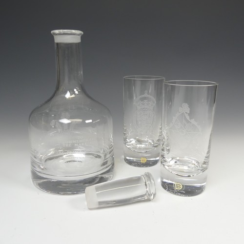 530 - A Dartington glass commemorative 1981 Royal Wedding Decanter and Glass set, to commemorate the marri... 