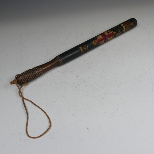 519 - A Victorian Special Constable truncheon painted with Royal Crown and St Georges cross flag, initials... 