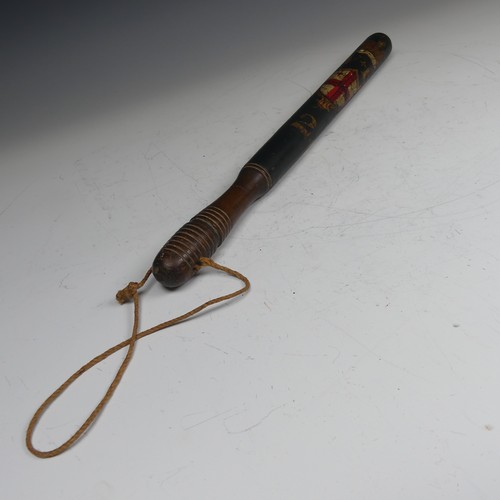 519 - A Victorian Special Constable truncheon painted with Royal Crown and St Georges cross flag, initials... 
