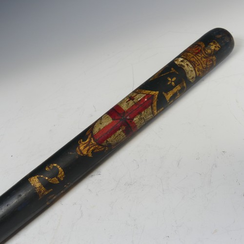 519 - A Victorian Special Constable truncheon painted with Royal Crown and St Georges cross flag, initials... 