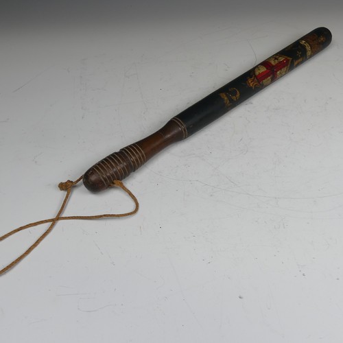 519 - A Victorian Special Constable truncheon painted with Royal Crown and St Georges cross flag, initials... 