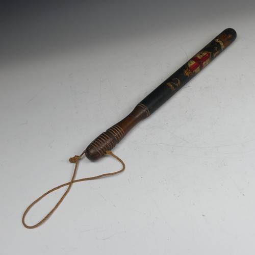 519 - A Victorian Special Constable truncheon painted with Royal Crown and St Georges cross flag, initials... 