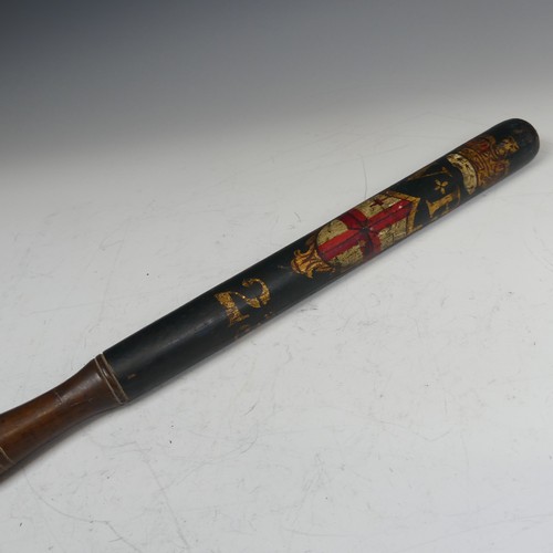 519 - A Victorian Special Constable truncheon painted with Royal Crown and St Georges cross flag, initials... 