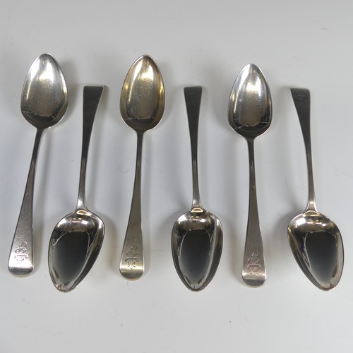 61 - A set of six George III silver Dessert Spoons, makers mark WE, hallmarked London, 1803, Old English ... 