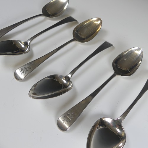 61 - A set of six George III silver Dessert Spoons, makers mark WE, hallmarked London, 1803, Old English ... 