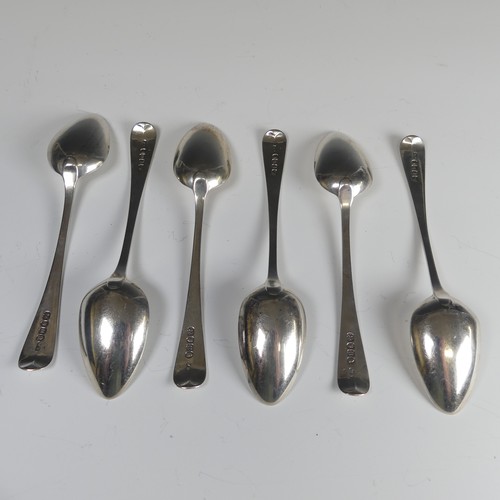 61 - A set of six George III silver Dessert Spoons, makers mark WE, hallmarked London, 1803, Old English ... 