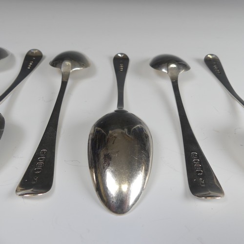 61 - A set of six George III silver Dessert Spoons, makers mark WE, hallmarked London, 1803, Old English ... 