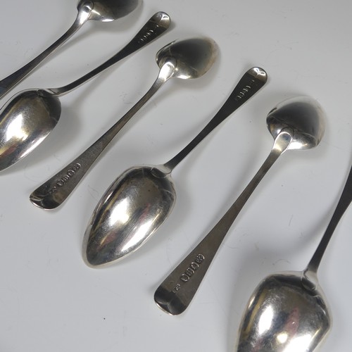 61 - A set of six George III silver Dessert Spoons, makers mark WE, hallmarked London, 1803, Old English ... 