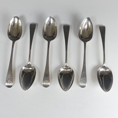 62 - A set of six George IV silver Dessert Spoons, makers mark WE, hallmarked London, 1822, Old English p... 