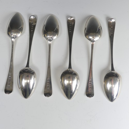 62 - A set of six George IV silver Dessert Spoons, makers mark WE, hallmarked London, 1822, Old English p... 