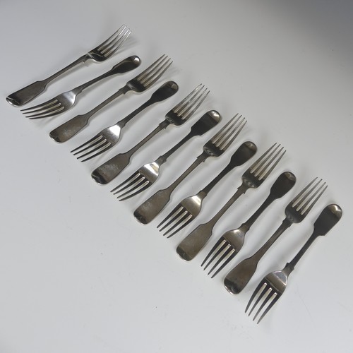 64 - A matched set of twelve 19thC Dessert Forks, five hallmarked London 1814, four London 1876, three Lo... 