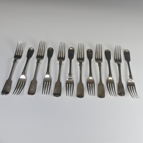 64 - A matched set of twelve 19thC Dessert Forks, five hallmarked London 1814, four London 1876, three Lo... 