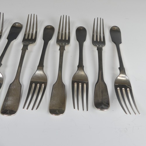 64 - A matched set of twelve 19thC Dessert Forks, five hallmarked London 1814, four London 1876, three Lo... 