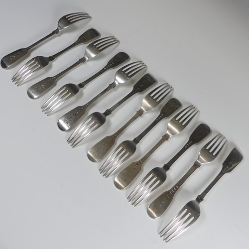 64 - A matched set of twelve 19thC Dessert Forks, five hallmarked London 1814, four London 1876, three Lo... 