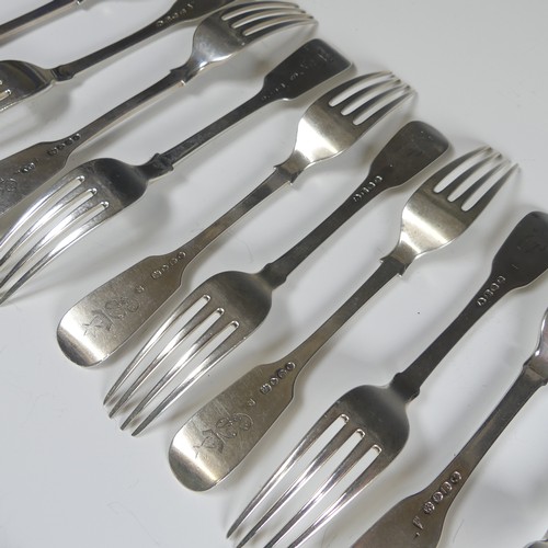 64 - A matched set of twelve 19thC Dessert Forks, five hallmarked London 1814, four London 1876, three Lo... 