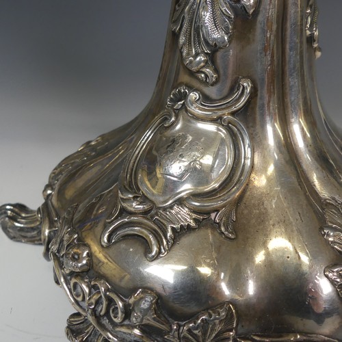 78 - A 19thC silver plated Epergne / Centrepiece, with foliate pierced splayed centre, missing glass, and... 