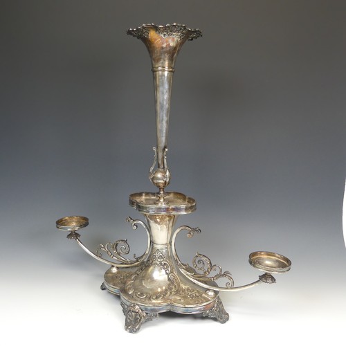 79 - An Edwardian silver plated Epergne / Centrepiece, by Mappin & Webb, the base with presentation i... 