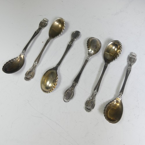 88 - Tiffany & Co.; A set of six late 19thC silver Teaspoons, Richelieu pattern with gilded bowls, c.... 