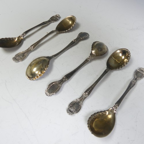 88 - Tiffany & Co.; A set of six late 19thC silver Teaspoons, Richelieu pattern with gilded bowls, c.... 