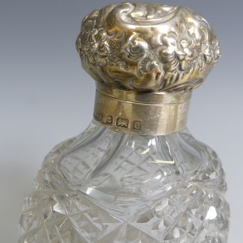 91 - A pair of Edwardian silver mounted cut glass globular Scent Bottles, by C C May & Sons, hallmark... 