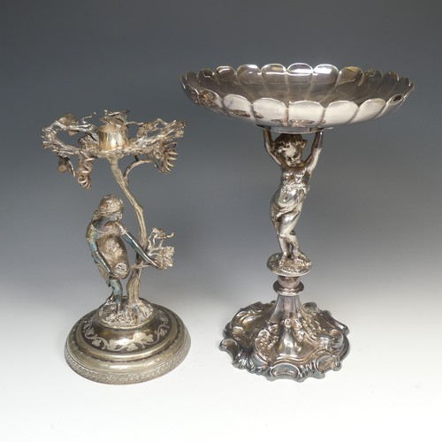 92 - An Edwardian silver plated Centrepiece Tazza, by Elkington & Co., with date letter for 1907, the... 