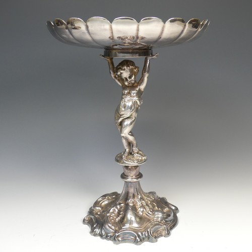 92 - An Edwardian silver plated Centrepiece Tazza, by Elkington & Co., with date letter for 1907, the... 