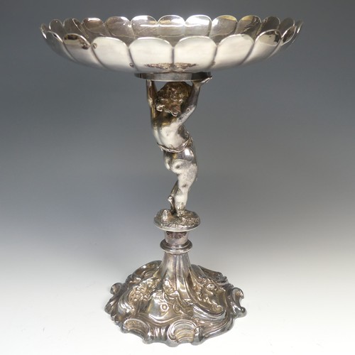 92 - An Edwardian silver plated Centrepiece Tazza, by Elkington & Co., with date letter for 1907, the... 