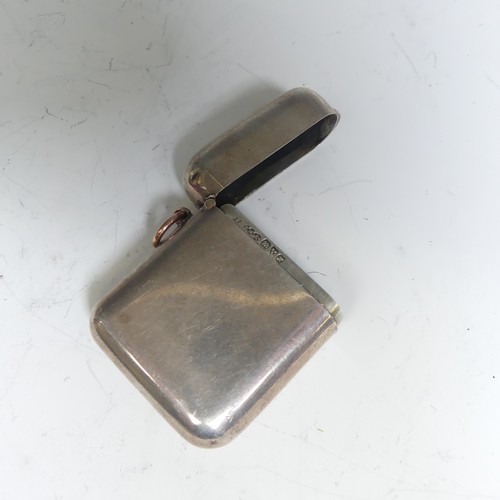 114 - Sampson Mordan; A 9ct rose gold mounted silver Vesta Case, hallmarked Chester, 1908, of plain hinged... 