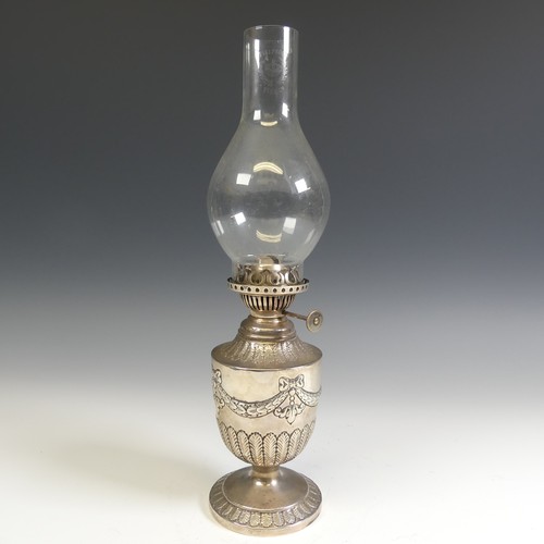 125 - A Victorian silver Oil Lamp, by James Deakin & Sons, hallmarked Sheffield, 1888, of urn shape wi... 