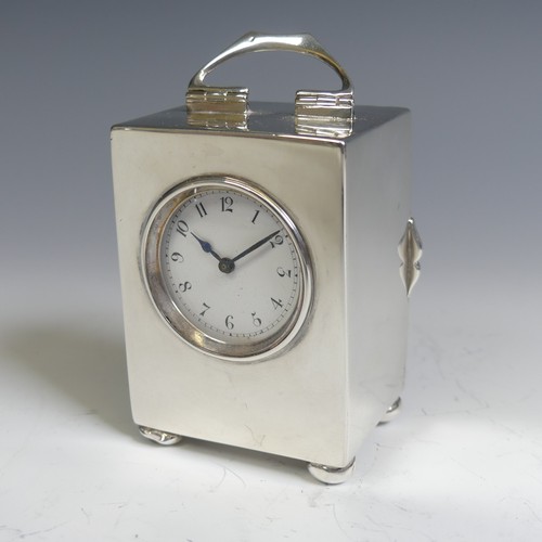 130 - Liberty & Co.; A George V silver miniature Timepiece, hallmarked Birmingham 1911, of plain recta... 