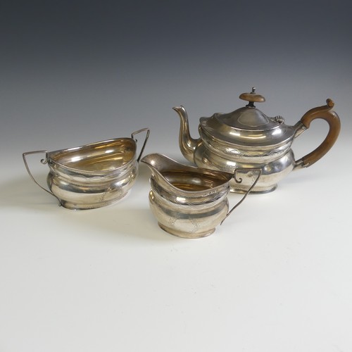 139 - A George V silver three piece 'Bachelors' Tea Set, by Levi & Salaman, hallmarked Birmingham 1912... 