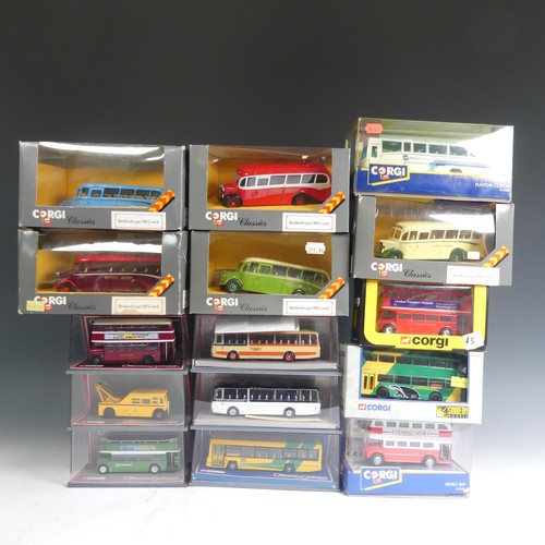 781 - Corgi buses and coaches, fifteen models, including five Corgi Classics Bedford type OB Coaches: C949... 