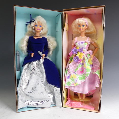 594 - A collection of thirteen boxed Avon exclusive barbie dolls, all in 'new' condition to include; Sprin... 