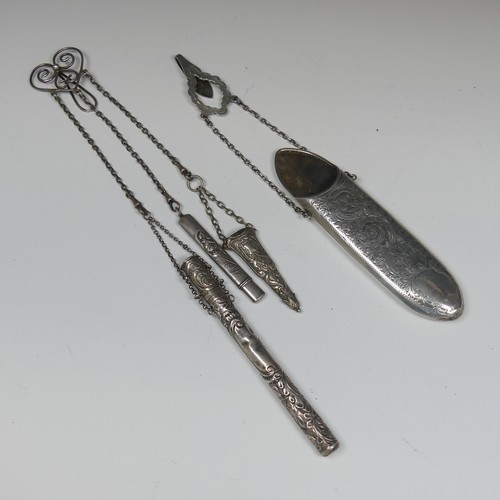 151 - A late Victorian silver Chatelaine, by Robert Pringle & Sons, hallmarked Birmingham, 1900, the s... 